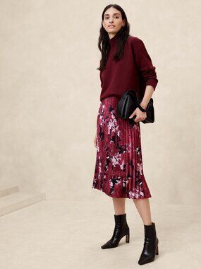 NWT Banana Republic Silky Pleated Midi Skirt Size 8